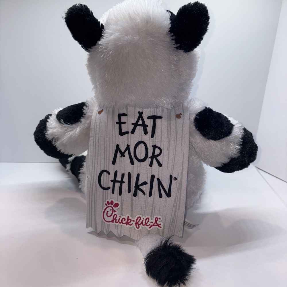 Chick-fil-A Eat Mor Chikin Cow Plush Stuffed Animal 2021 Black White Red - Picture 6 of 12